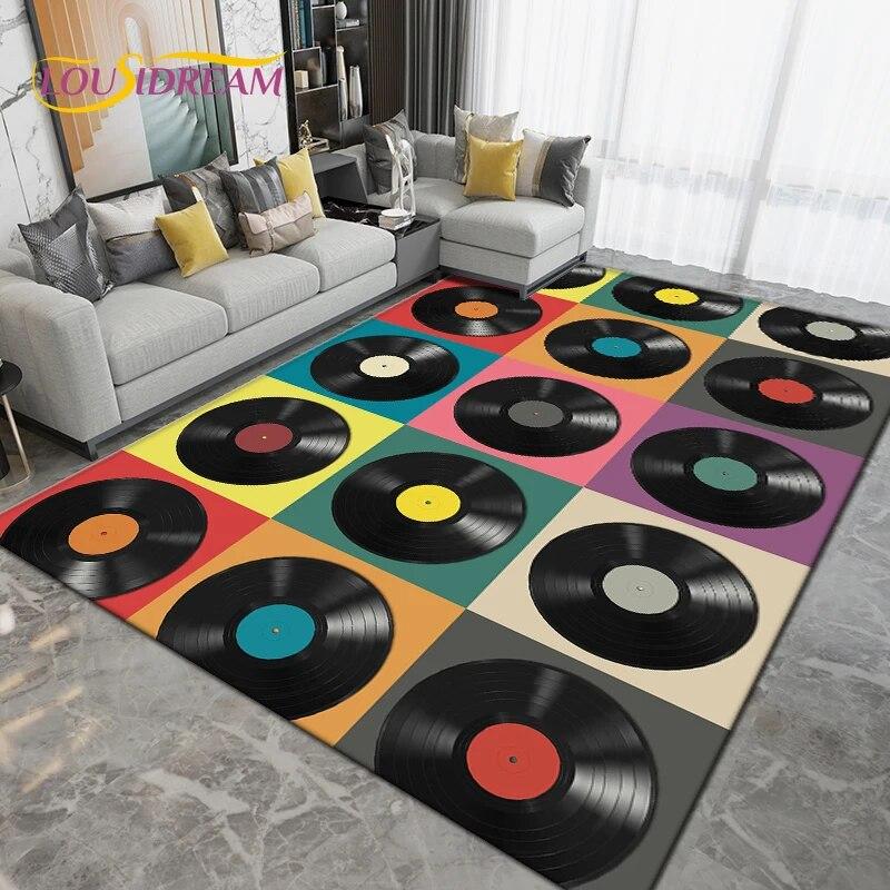 Classical Music Vintage Vinyl Record Area Rug Large,Carpet Rug for Living Room Bedroom Sofa,Kitchen Bathroom Non-slip Floor Mats