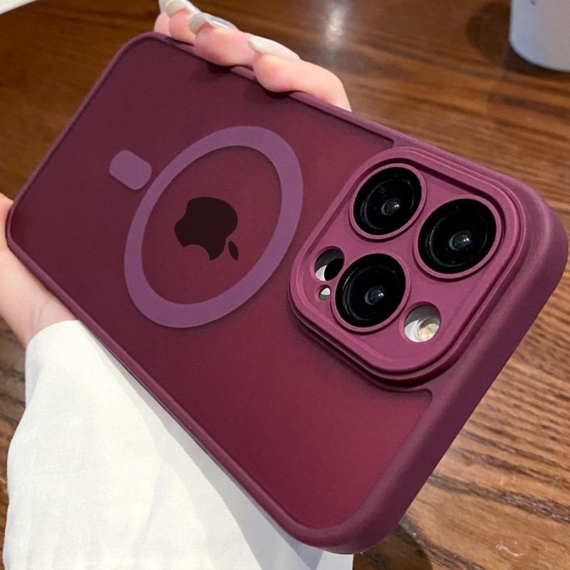 

Модный полупрозрачный матовый чехол с магнитами для iPhone 16 15 14 13 12 11 Pro Max 16e для беспроводной зарядки Magsafe, противоударный чехол iPhone 11 Pro Max сливовый