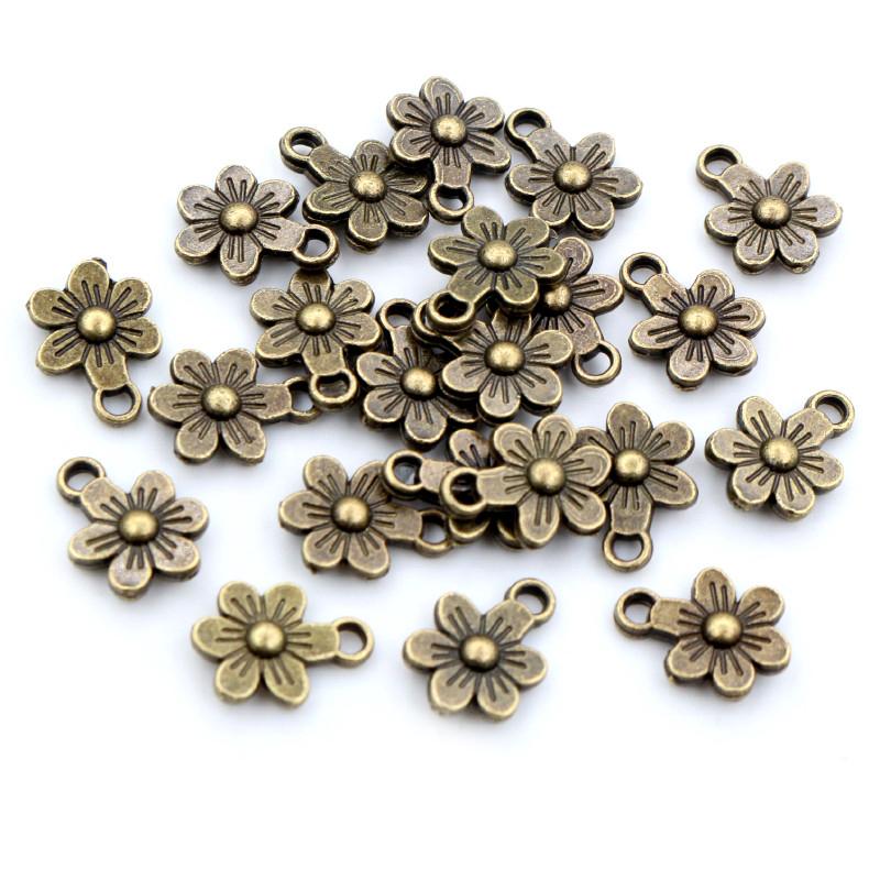 20pcs Charms Double Sided Flower 12x9mm Antique Making Pendant fit,Bronze Vintage Antique Silver color,DIY Handmade Jewelry