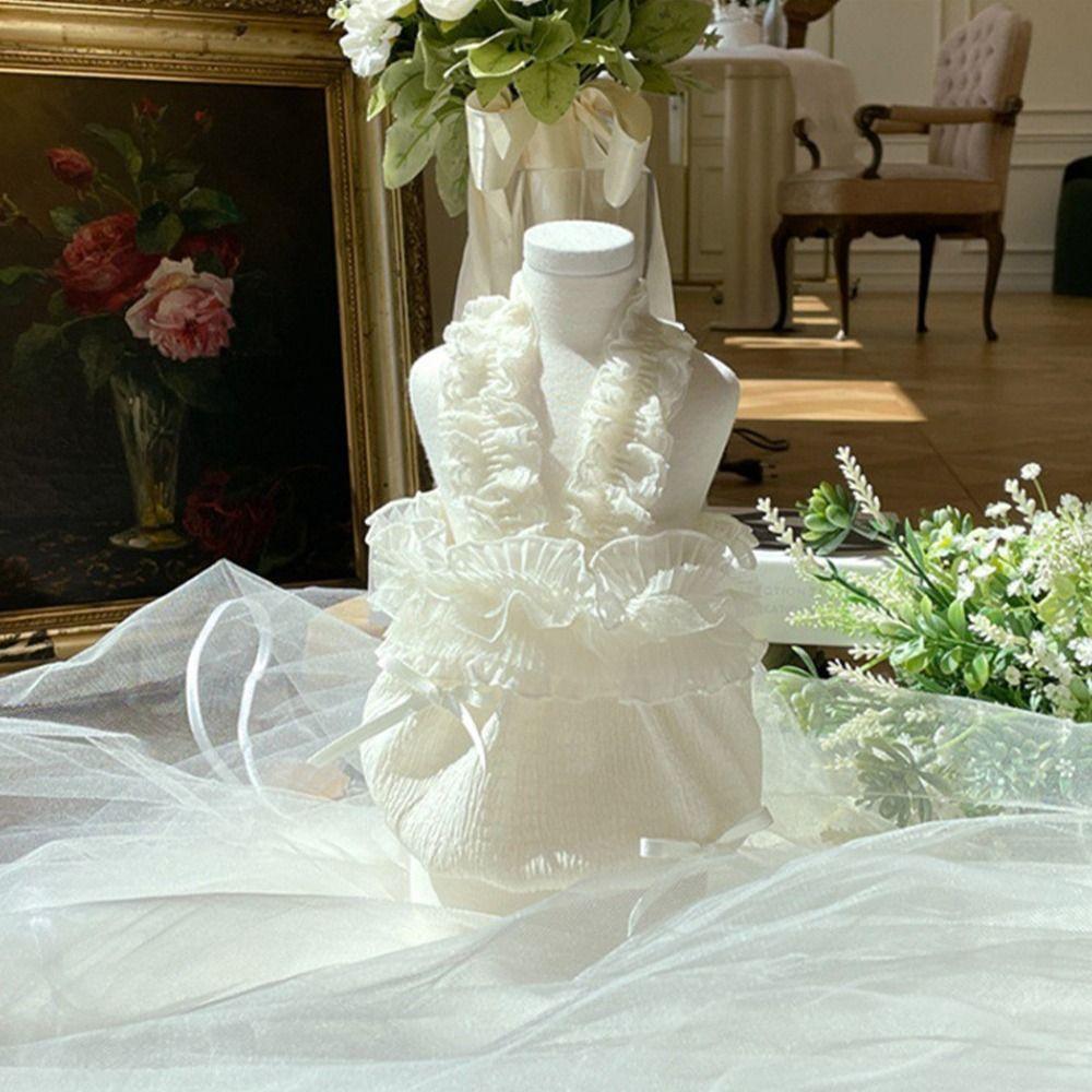 Breathable Summer Pet Vest Soft Cat Princess Skirt Fashion Pet White Lace Camisole Poodle