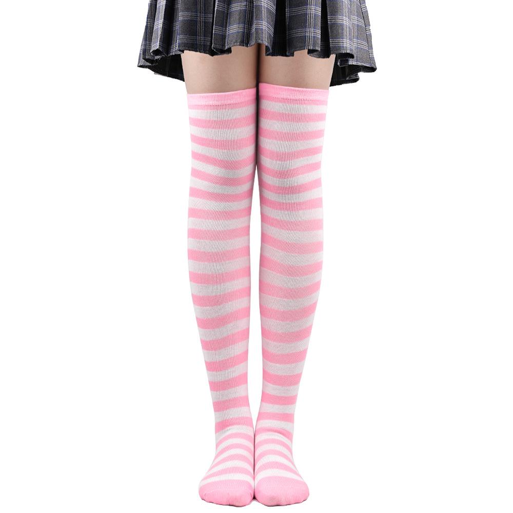 Women's Zebra Striped Thigh-High Socks: Japanese & Korean Style Over-the-Knee Halloween Cosplay Performance.