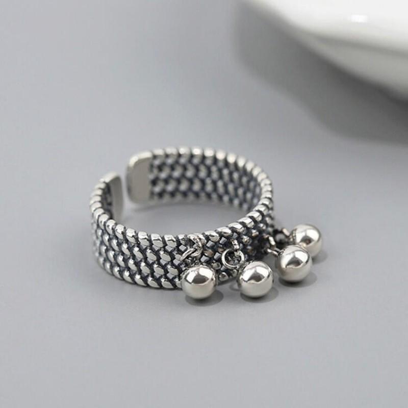 Adjustable Open Ring Women Men Vintage Layered Braided Tassel Beaded Statement Finger