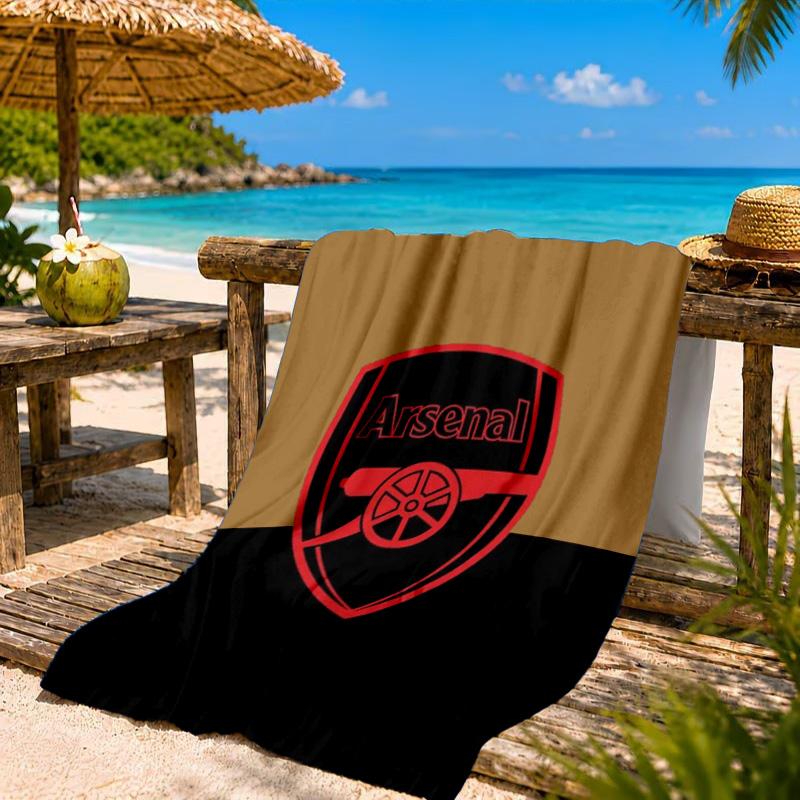 Arsenal Football Club Crest Printed Microfiber Beach Towel, Soft And Absorbent, Quick-Dry, Ideal for Summer Travel, Beach Essential, Swimming Pool