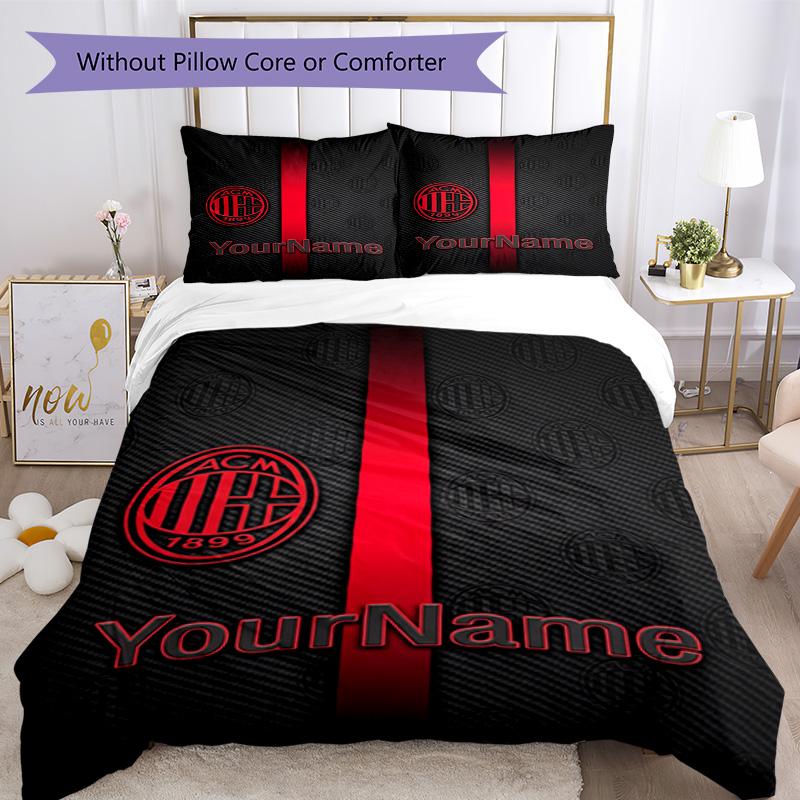 Ac Milan Pas je naam aan Beddengoed Set Ademend Dekbedovertrek met Kussenslopen Huisdecoratie Verjaardagscadeau