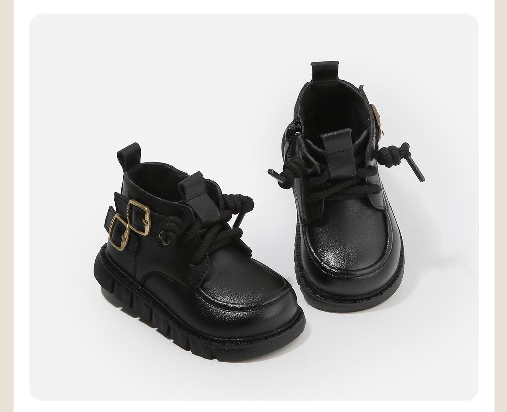 Autumn/Winter Non-slip Soft Sole Baby Walker Boots - British Style for Boys & Girls, Plus Velvet Leather