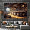 1 Polyester Foto-Hintergrundbanner, Piratenbar, Retro-Stil, Bar-Interieur und Fass-Party-Hintergrundstoff