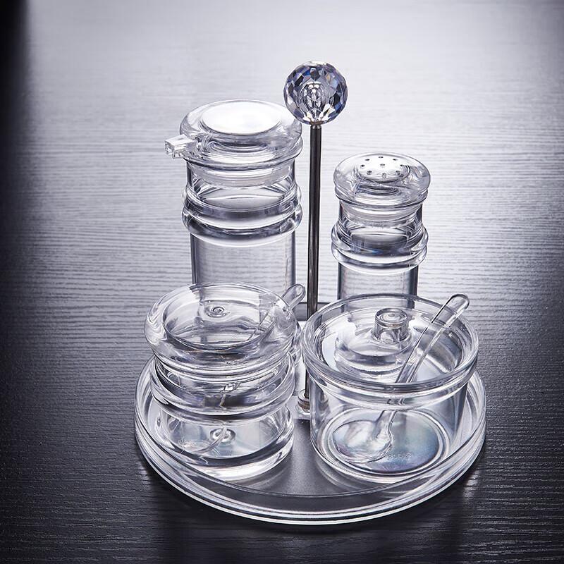 Homeglen Commercial Acrylic 5-Piece Seasoning & Vinegar Dispenser Set