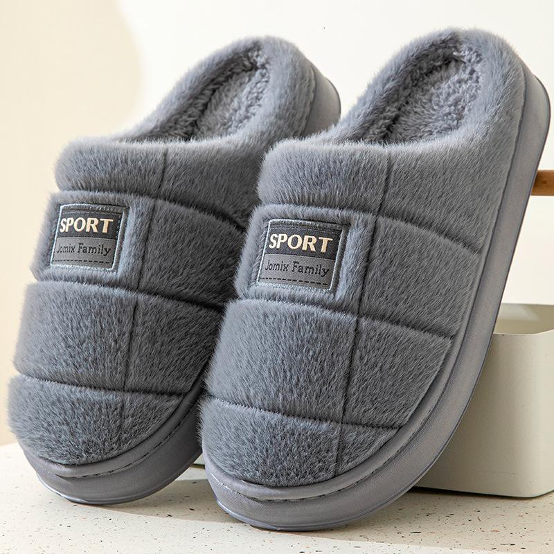Fashion New Fashion Winter Slippers Women Men Thick Sole Indoor Home Warm Couples Shoes Non-Slip Flat Platform Women's Cotton Slippers