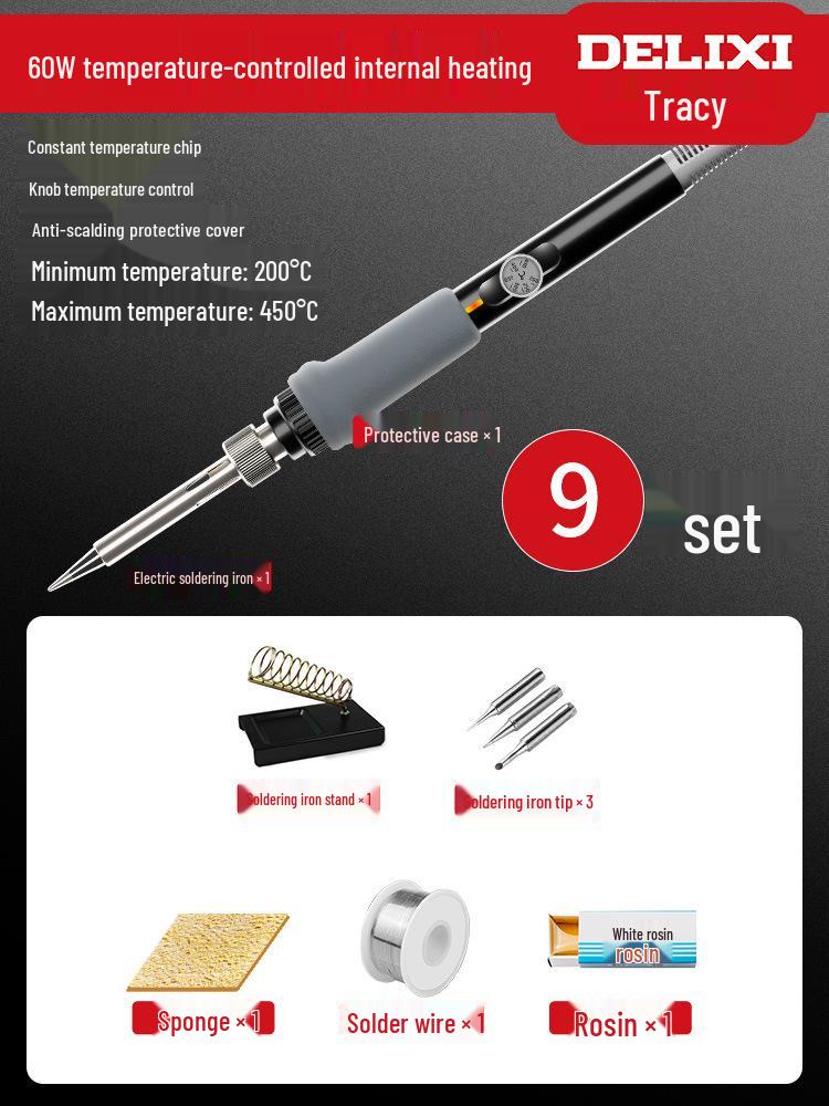 Delixi Adjustable Temperature Soldering Iron Set – High-Power Pen for Repair & Welding