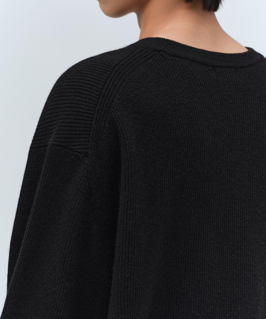 Musinsa Standard [Victoria Wool] Maglione Girocollo a Coste Minime [Nero]