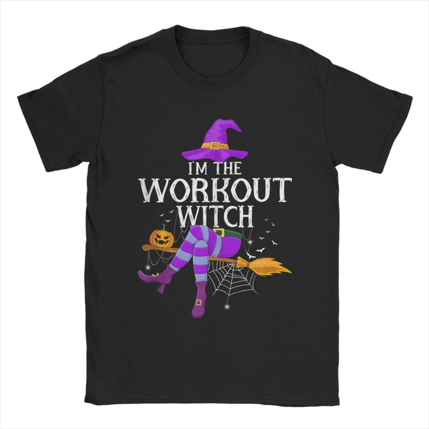 

s I m The Workout Witch Halloween T Shirt Pure Cotton Clothes Unique Short Sleeve Crew Neck Tee Shirt Printing T-Shirt S чёрный