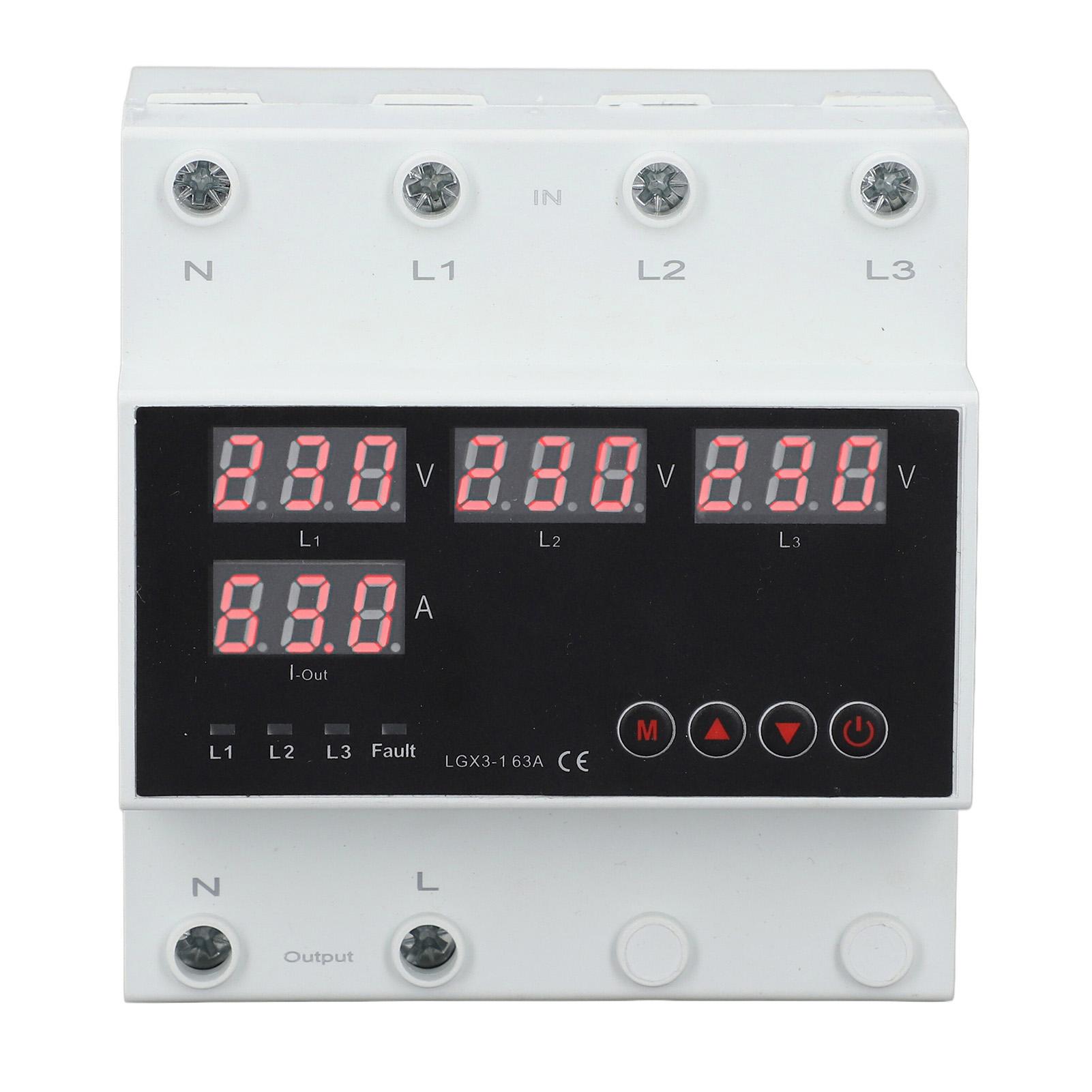 

Automatic Transfer Switch ATS 63A 3PH LED Display Adjustable Voltage Protector for Generator