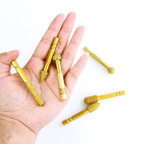 KIMLONTON Diamond Grinding Stone with Hex Shank, 6.35mm, Polishing and Grinding Bit, Diamond Bur for Ceramic, Stone, and Metal (Cylindrical Point, 10m