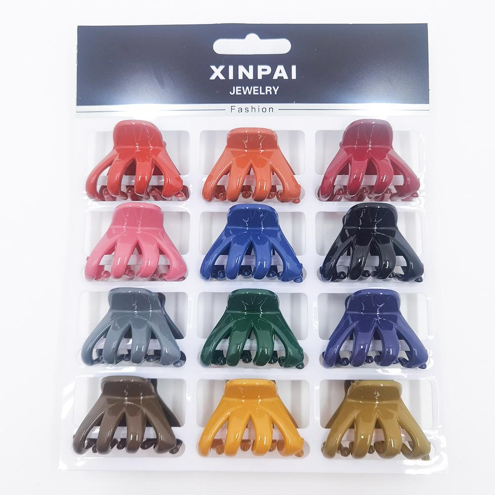 

12 шт./набор 4 см Геометрия Маленькие крабики для волос Женские Девичьи Милые Бантики Разноцветные Пластиковые Заколки Зажим для волос Шпилька Аксессуары