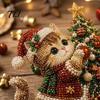 Creative Hobby for Women Christmas Cat Faux Pearl Art Kit with Frame, Kitty Painting DIY Beginners Kit, 3D Bead Wall Craft Adults, Handmade