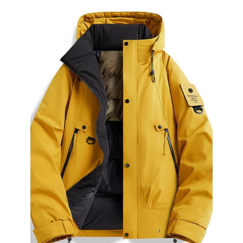 Men's Winter Thiened Cotton Stand Collar Jacket Thick and Loose Down Puffer Bread Sle Coat Warm Urban Casual Long Zipper Coat