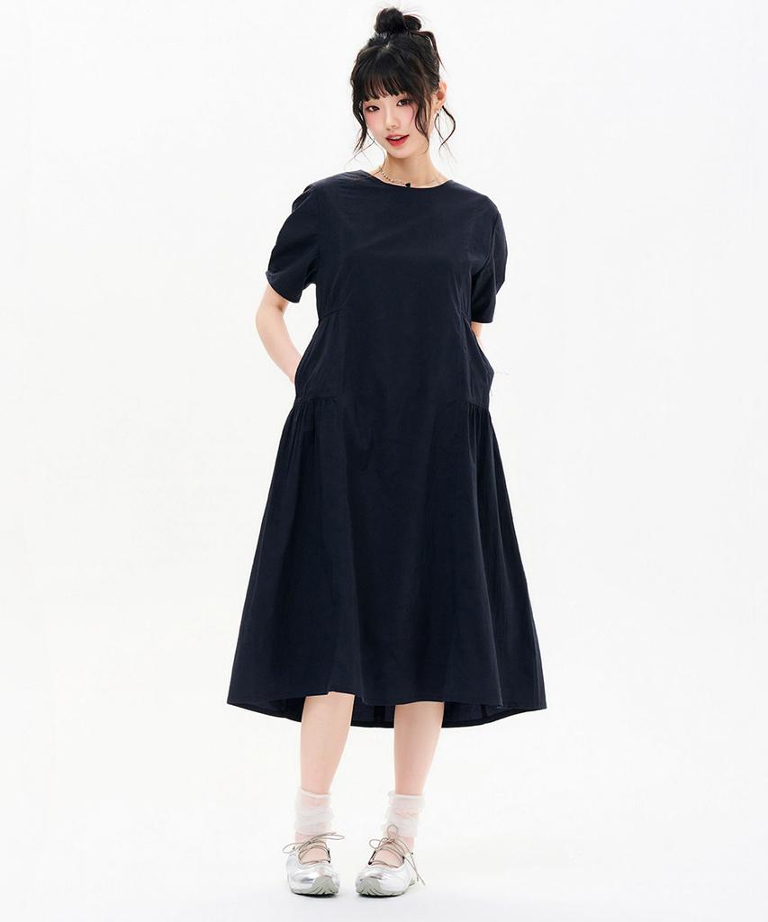 Chase Cult Women'S Crew Neck Shirred Short Sleeve Dress-Fbrg6173C04