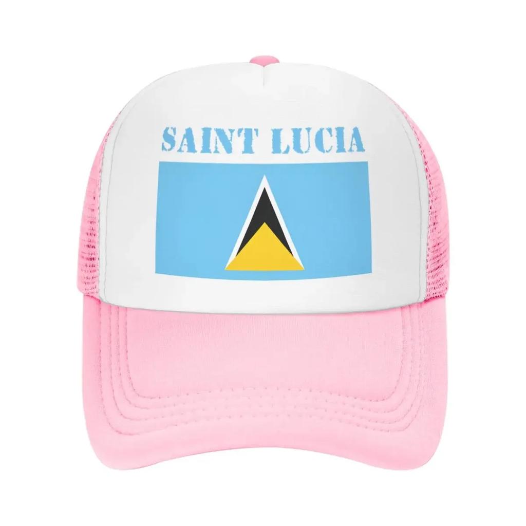 Custom Saint Lucia Flag Baseball Cap for Unisex Women Personalized Adjustable Trucker Hat Outdoor Snapback Dad Hats