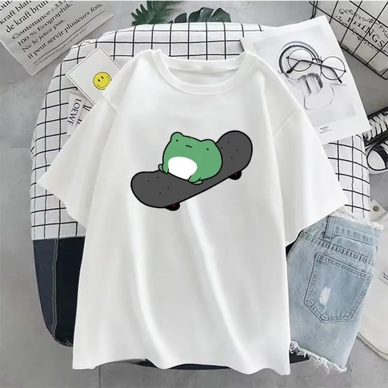 

Skateboard Frog Dinosaur Cute Graphic T-Shirt Men/Women T-Shirt Green Aesthetic Oversized T-Shirt Harajuku Tops Women s Clothing 4XL