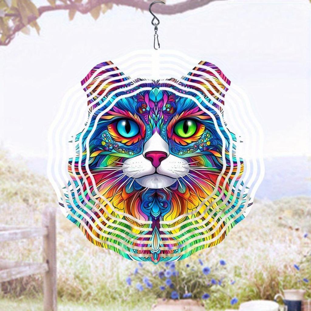 Durable Metal Wind Chime with 2D Rotating Seashell Design Colorful Reflective Outdoor Decor for Garden Patio Yard