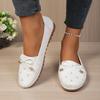 Women's Soft Leather Moccasin Loafers with Bow Decor Non-slip Comfortable Flats for Daily Wear