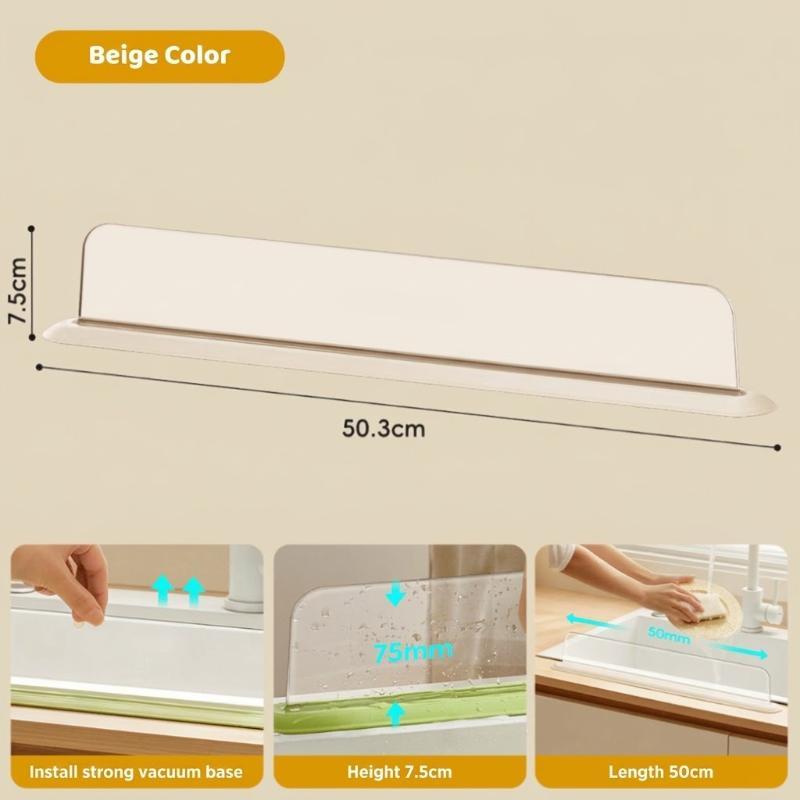 Silicone Water Splash Guard Suction Cup Water Stop Baffle Durable Anti-splash for Kitchen Dish Washing Tasks
