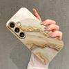 Gold Vein Marble Pattern 2D Phone Case for Samsung S26 S25 S24 S23 S22 S21 S20 A56 - Golden Metal Paint Glass Protective Cover