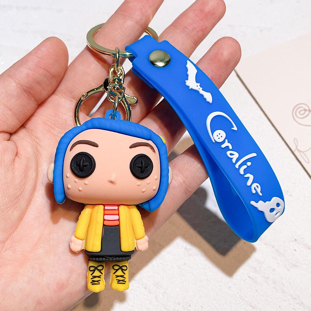 Vibrant Silicone Coraline Keychain Cute American Style Cartoon Character Gift