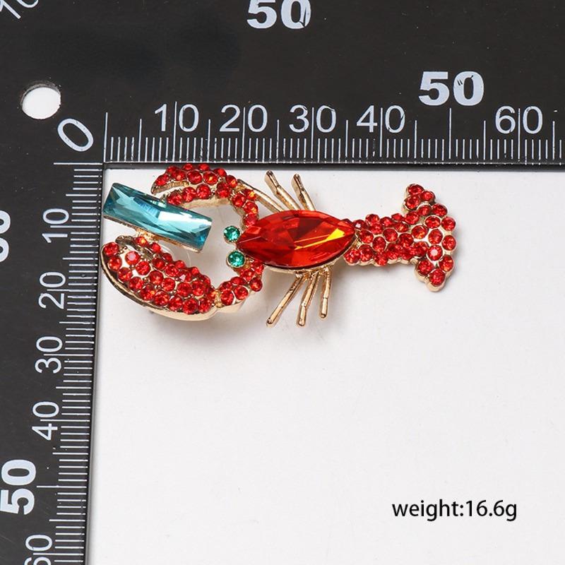 1 Pair Red Rhinestone Lobster Earrings Alloy Shiny Crayfish Dangler for Women Fashion Personality Drop Earrings Crystal Earrings