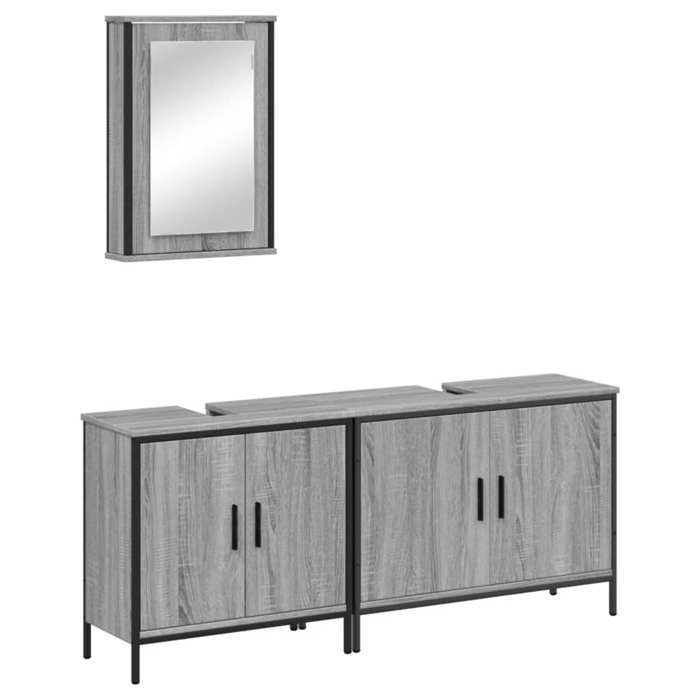 VidaXL Ensemble De Meubles De Salle De Bain 3 Pcs Sonoma Grey, Bathroom Cabinet, Bath Cabinet, Vanity Unit of 3214793