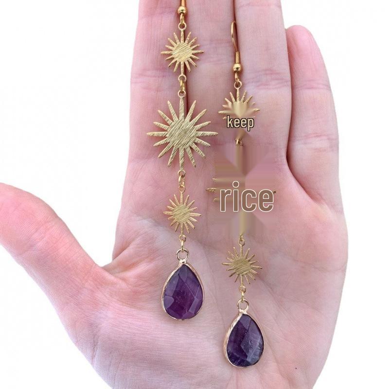 Amethyst Starburst Bold Statement Earrings