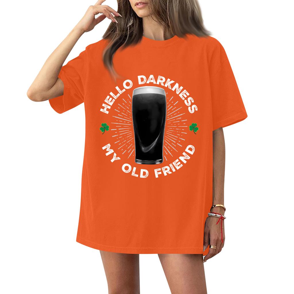 ( Ténèbres Mon Vieil Ami) Mode Femme Décontracté Manches Courtes Col St. Haut/T-shirt Imprimé Saint-Patrick