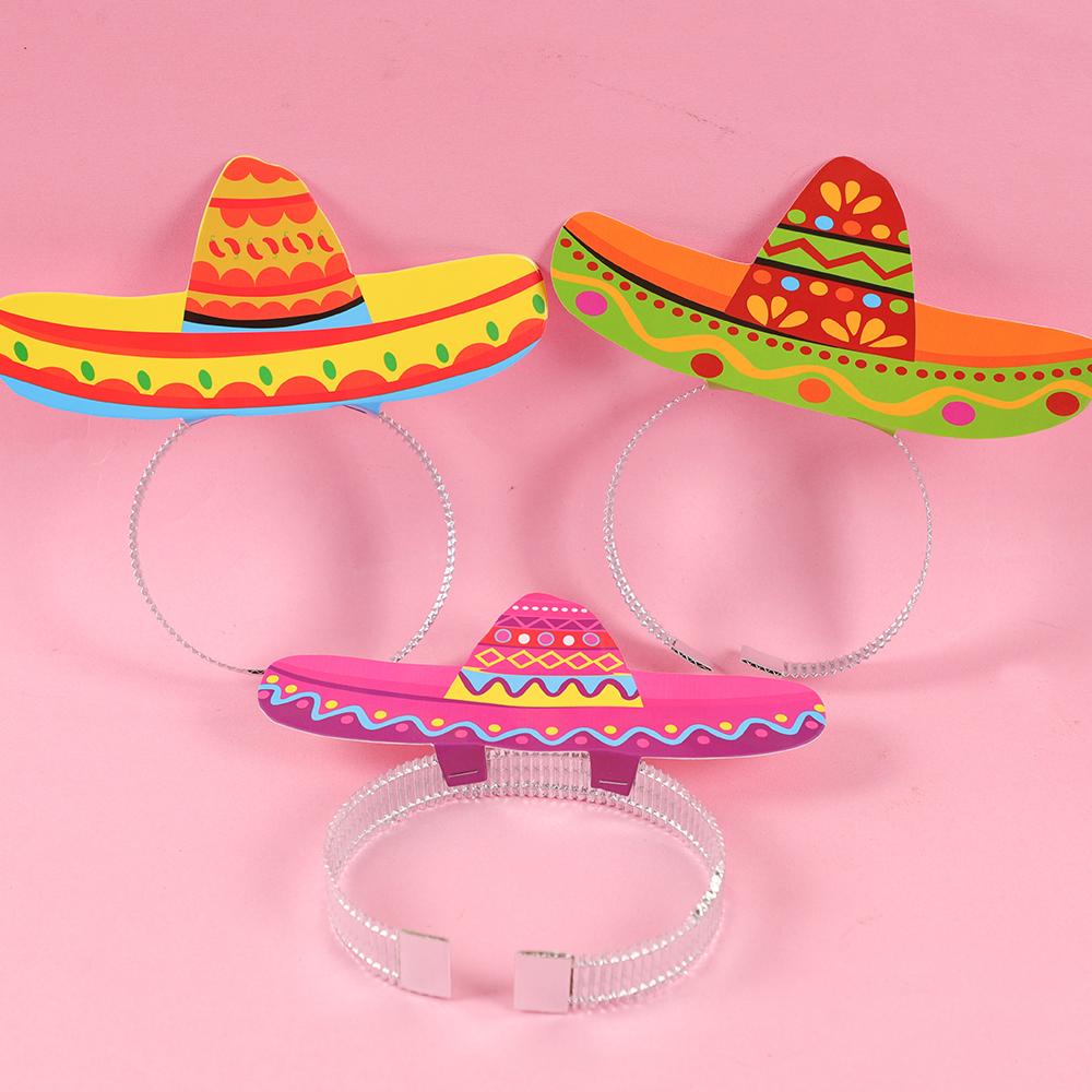 6pcs Mexican Theme Party Decorations Cinco De Mayo Party Hat Headbands Dia De Muertos Party Favors Sombrero Hairband