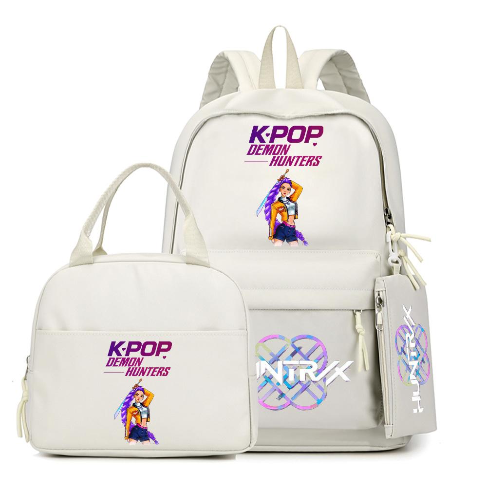 Set 3 buc./set Rucsac K-Pop Demon Hunters Imprimat cu Geantă de mână Etui pentru creioane pentru Adolescent Student Băiat Fată Ghiozdan Ghiozdan Capacitate Mare Geantă de Călătorie
