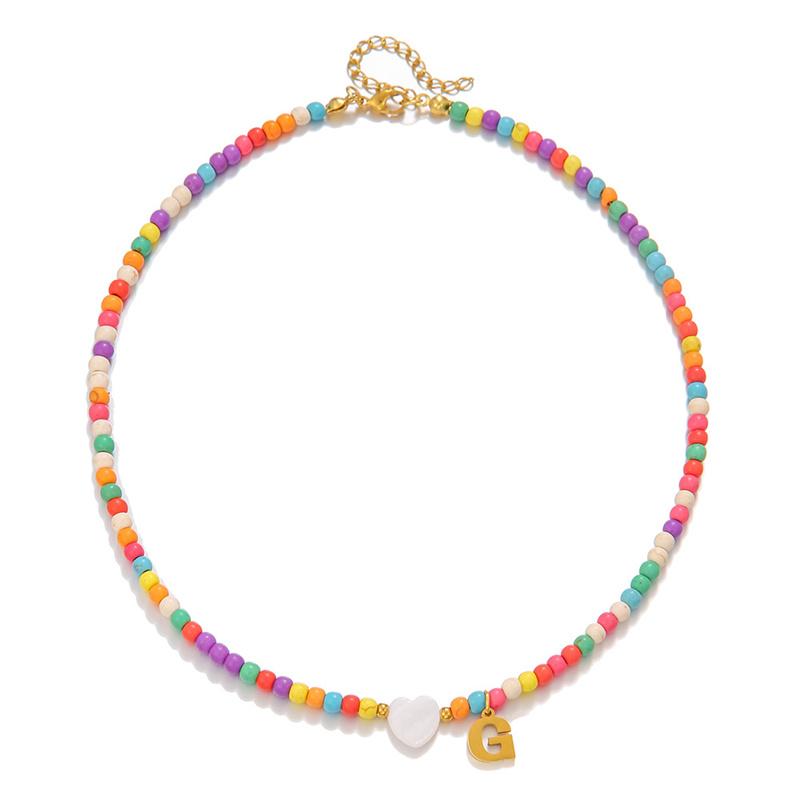 2026 New Colorful Beaded Initial Letter Necklaces for Girls Women Handmade Beads Choker Bohemian Necklace Jewelry Gift Wholesale