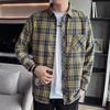 Autumn Men's Plaid Shirt Long Sleeve Casual Shirts Button Down Regular Fit Work Shirts