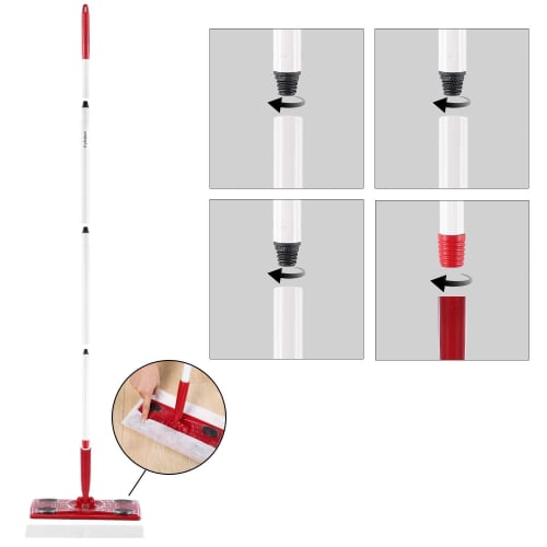 Eyliden Floor Wiper, Floor Mop, Red, Joint Type, Cleaning Tool, Floor Wiper, Cleaning Sheet, Pack of 10 Dry Sheets