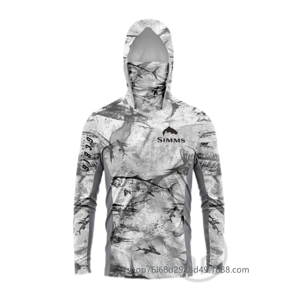 SIMMS Fishing Suit Fly Fishing Luya Hoodie Summer Men's Long Sleeve Sunscreen Clothing Hooded Mask Quick Drying Breathable