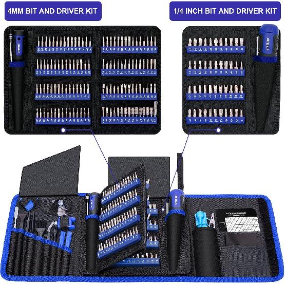 STREBITO Precision Screwdriver Set 191-Piece Multi-Bit Screwdriver 1/4 Inch Nut Driver Home Improvement Tool Electronic Repair Kit for Computer,