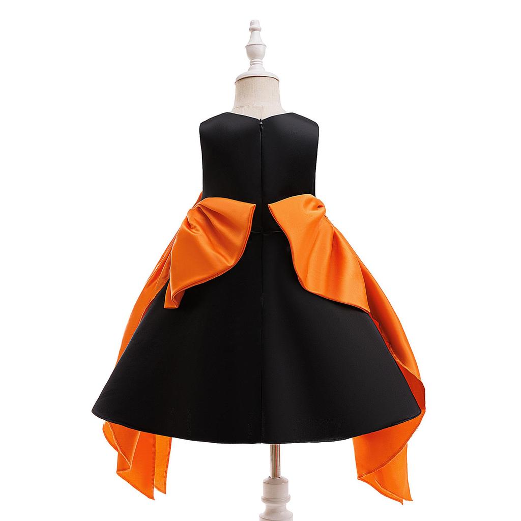 Halloween Witch Costume for Kids - European & American Style Cosplay Dress with Pumpkin Print