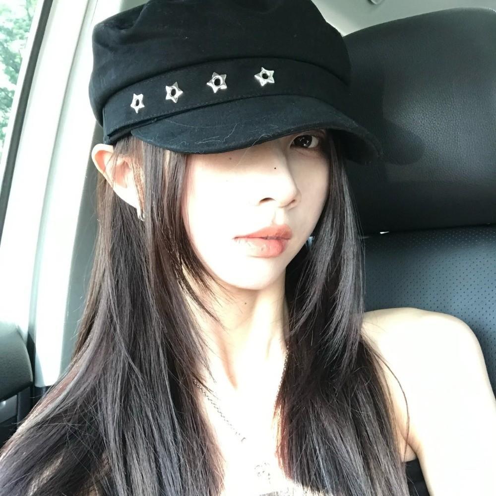 Flat Top Octagonal Cap Vintage Newsboy Hats Casual Star Hole Berets  Girls