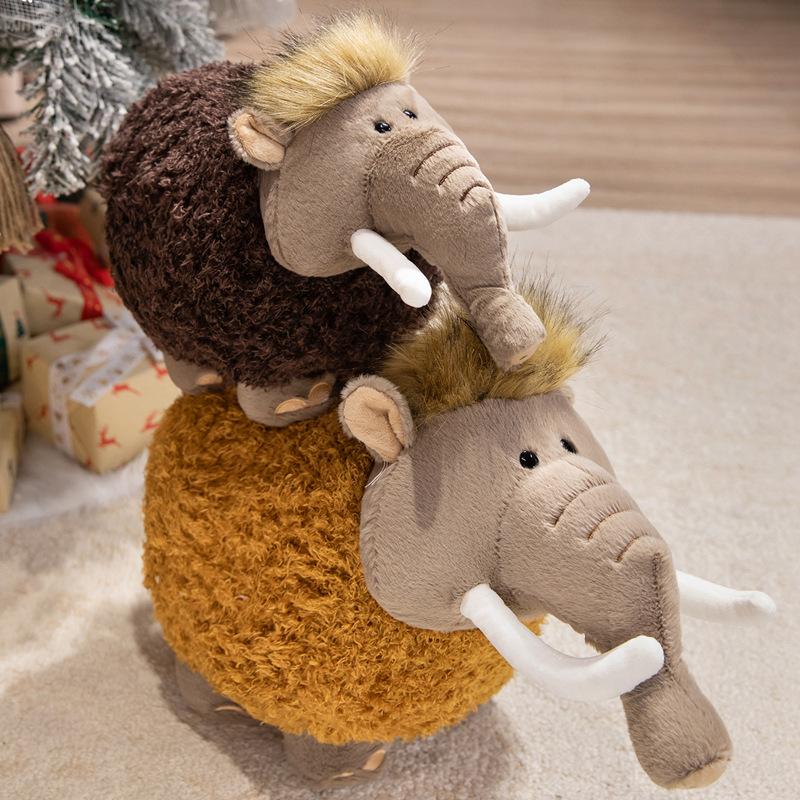 Lifelike Mammoth Mammonteus Brown Elephant Soft Plush Toy Emulational Animal Doll Stand for Boys And Girls Birthday Xmas Gift
