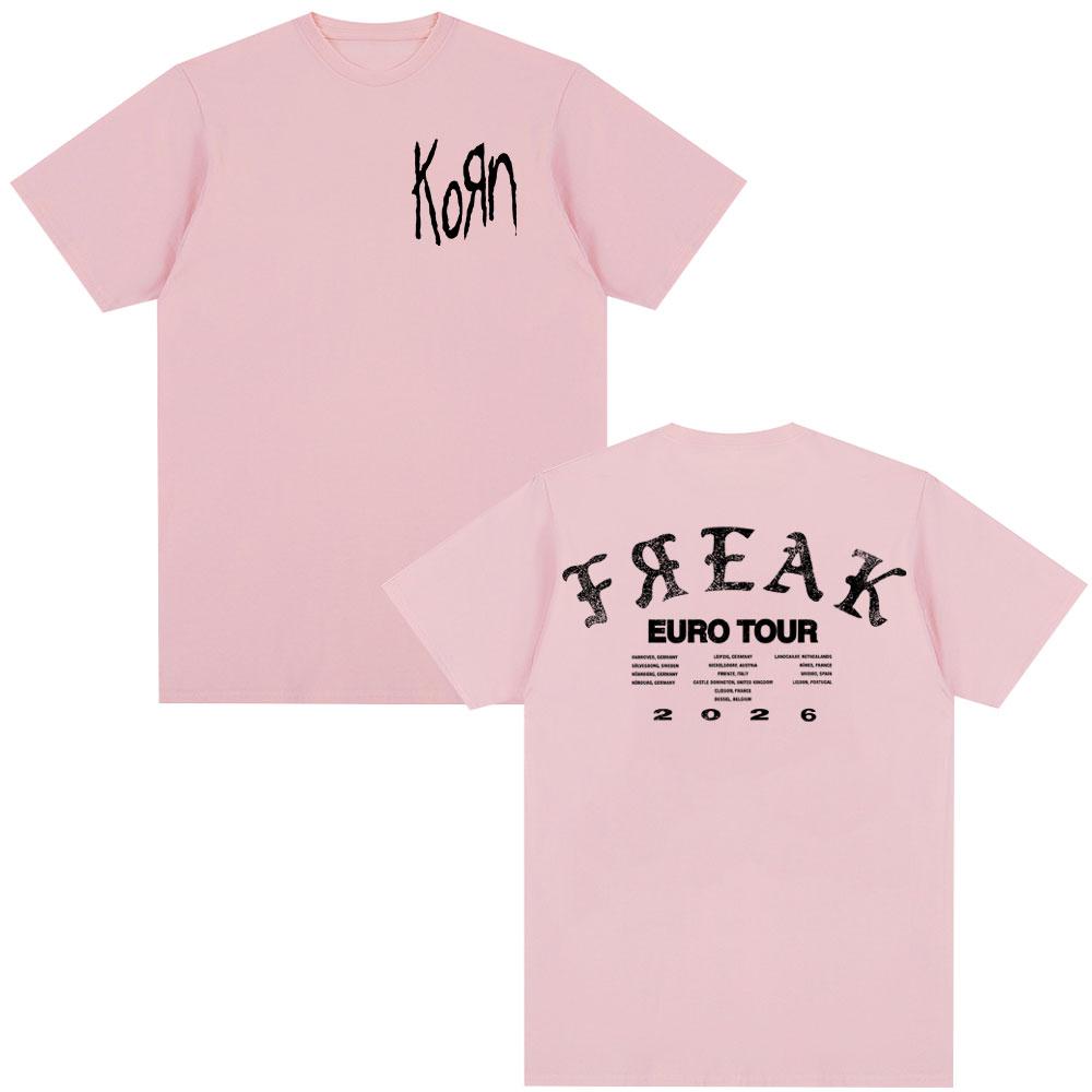Korn Tour 2026 Merch Tshirt Fan Gifts Metal Gothic Rock Band Tee Unisex Women Cotton Casual Oversized Short Sleeve Tshirt Unisex