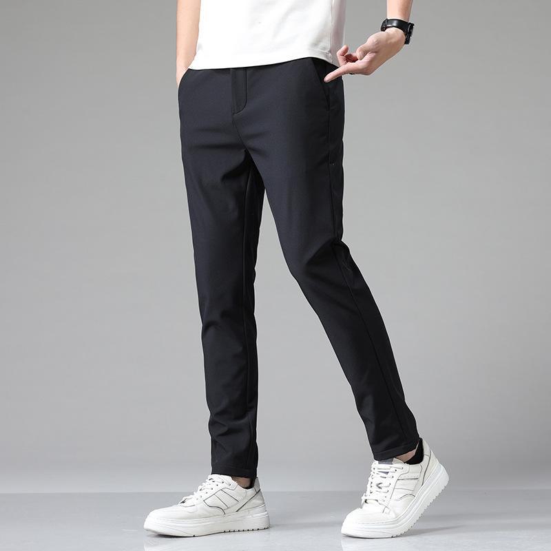 Men's Spring & Autumn Elastic Straight-Leg Business Trousers - Youth Fashion Solid Color