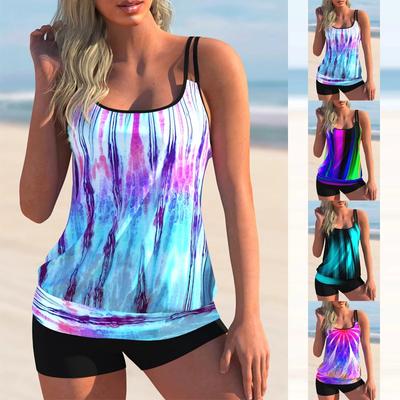 New Design Style Women's Two Piece Swimsuit Tie-Dye Printed Sexy Vacation Beach Halter Bikini Set S-6XL