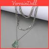 Geometric Green Resin Pendant Necklace For Women With Multilayer Chains