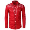Mens Western Cowboy Embroidered Shirt Slim Fit Casual Long Sleeve Button Down Party Shirts S-2XL