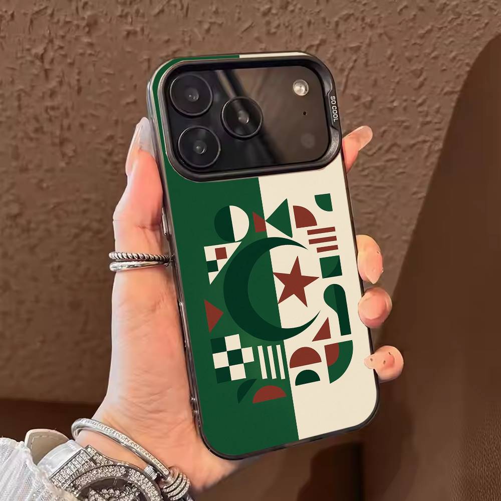 Flag of Algeria  Phone Case For iPhone 17,16,15,14,13,12,11,Pro Max,Plus Candy Silver Cover iPhone15promax