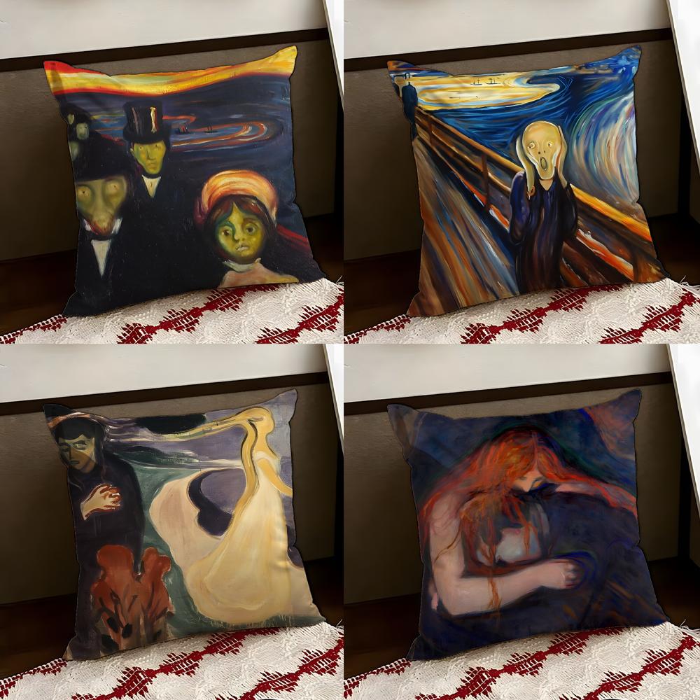 Art EEdvard MMunch Anxiety Cushion Cover Reversible Soft Durable Pillow Cover Home Car MultiScene Use for Daily Comfort