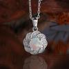Elegant Flower Shape Clasp Ring Earrings Pendant Necklace Set Natural Opal S925 Silver Fine Jewelry for Women's Banquet Gifts
